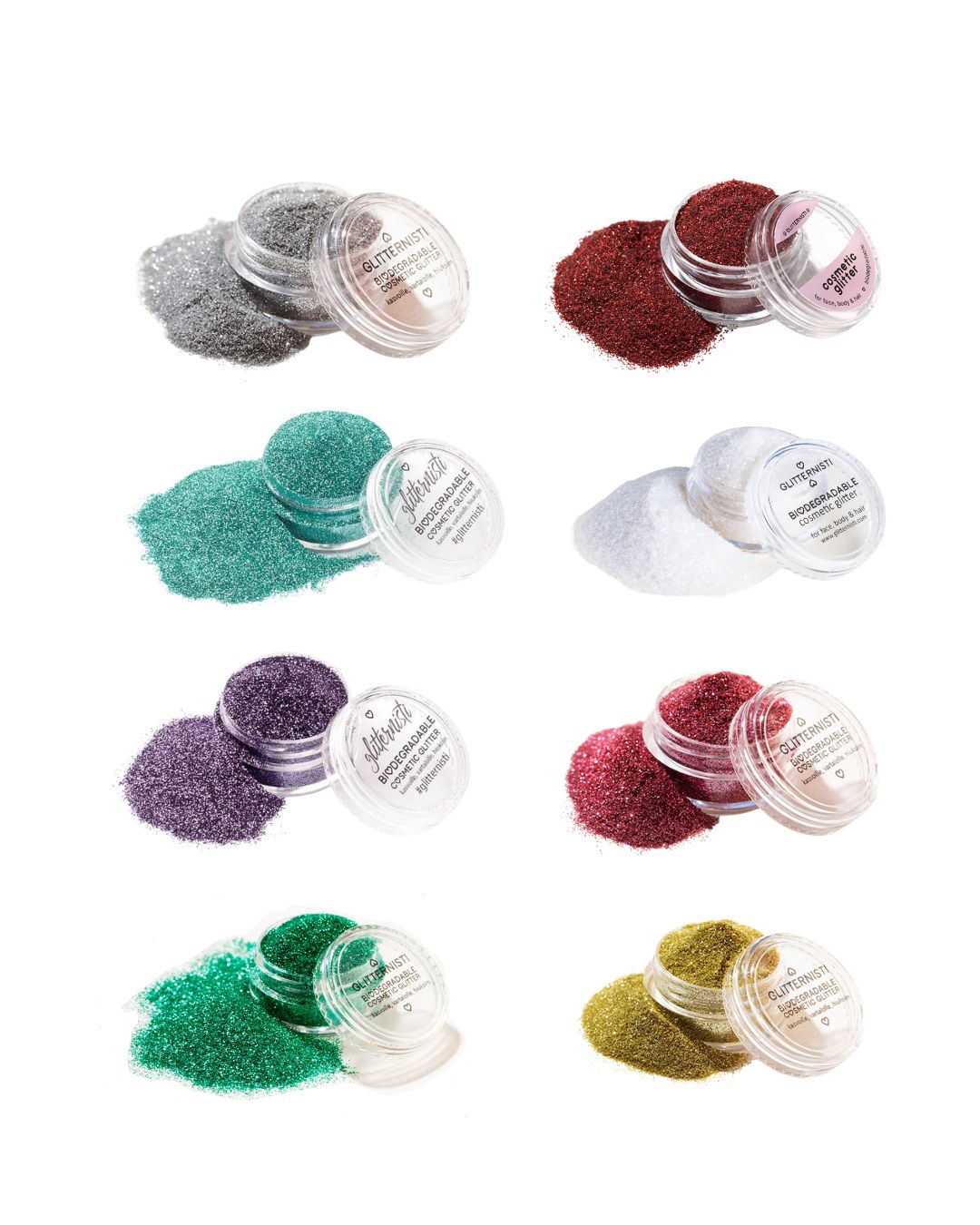 Fine Glitter Set – 8 Cosmetic Glitters for Glitter Tattoos