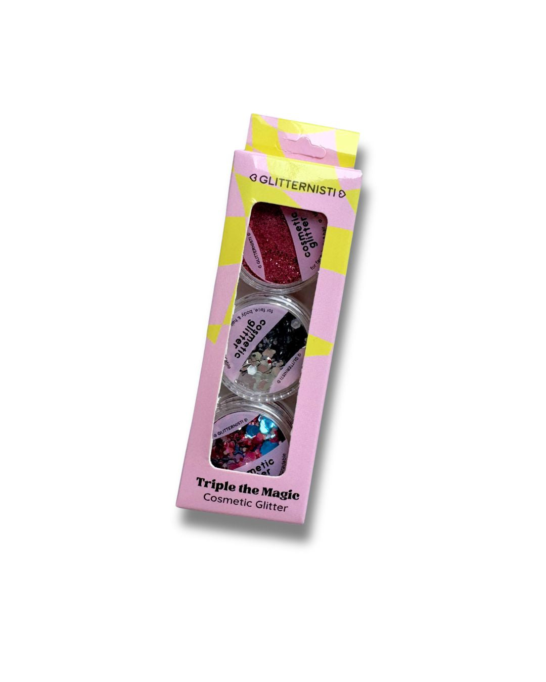 GLITTERNISTI TRIPLE THE MAGIC - PINK & SILVER kosmeettinen glitter