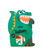 Dinosaurusaiheinen siirtokuvatatuointipaketti valkoisella taustalla.