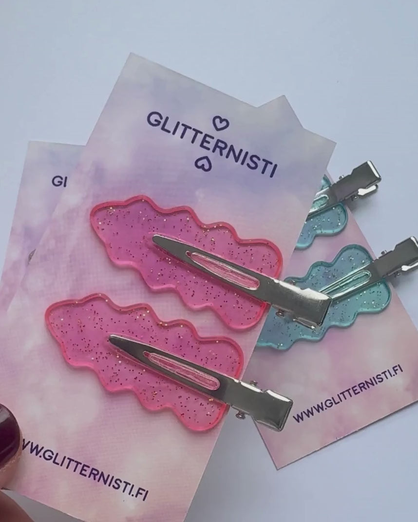 Creaseless Hair Clip Clouds Transparent - meikkipinni