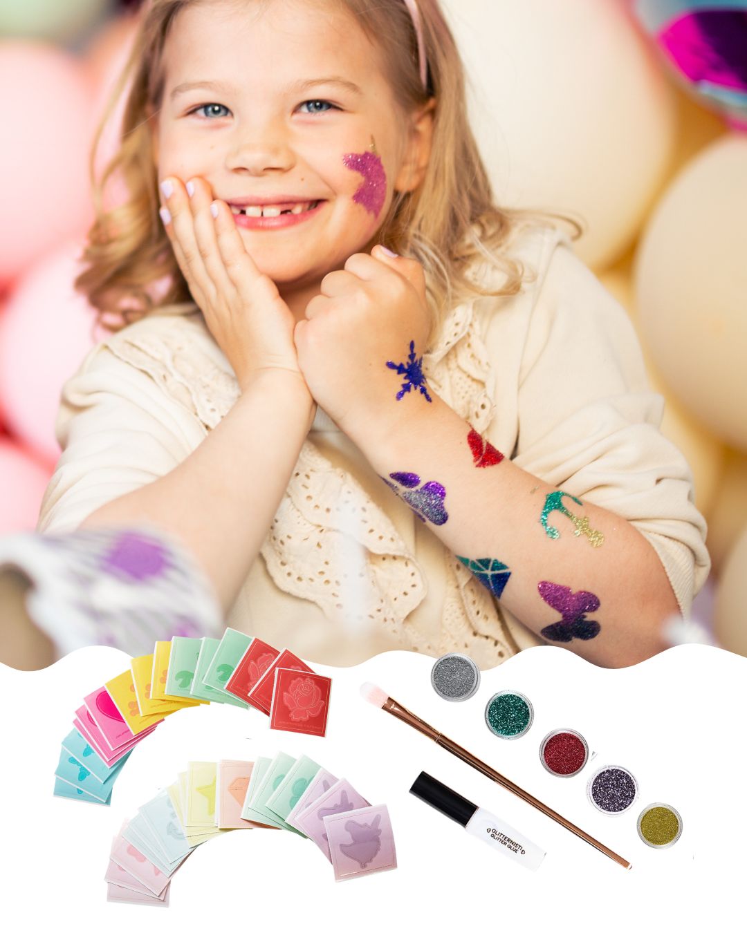 PRINCESS GLITTER TATTOO PARTY – Lasten juhlasetti